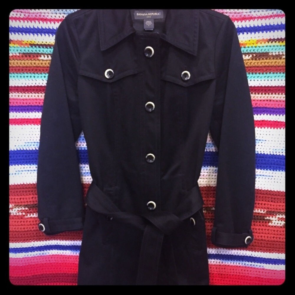 Banana republic black trench jacket